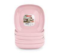 PracticDomus Juego de 6 Piezas de Vajilla Stilo con Acabado Brillante en Plástico Duro Reutilizable e Irrompible para Fiestas y Eventos. Rosa (Plato 17 cm)