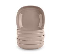 PracticDomus Juego de 6 Piezas de Vajilla Stilo con Acabado Brillante en Plástico Duro Reutilizable e Irrompible para Fiestas y Eventos. Marrón (Plato 13 cm)