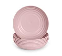 Juego de 6 Platos de Plastico Duro Reutilizables e Irrompibles para Fiestas y Eventos. Classic Rosa (Semi-Hondos 19 cm)