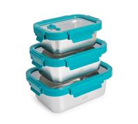 PracticDomus Juego de Recipientes en Acero Inoxidable con Tapa Hermética Aptos Microondas, Horno, Airfryer y Nevera (3X Etern)