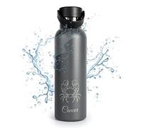 PracticDomus Runbott Zodiac Botella Agua Térmica 600 ml en Acero Inoxidable con Recubrimiento Interno Cerámico. Cáncer (Antracita)