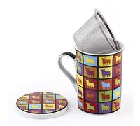 PracticDomus Taza de Cerámica con Tapa y Filtro Metálico en Estuche. Diseño de Giordano di Ponzano. Diseño Warhol