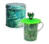 PracticDomus Taza para Infusiones 300 ml con Filtro y Tapa de Silicona en Lata Metálica (El Puente)