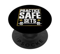 Practice Safe Sets Entrenamiento Mancuernas Musculares Gimnasio PopSockets PopGrip Adhesivo