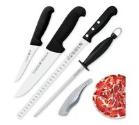 PracticFood Juego de Cuchillos Profesionales Selección Super Chef, Jamonero Alveolado 29 cm con Accesorios (3C PREMIUM II)