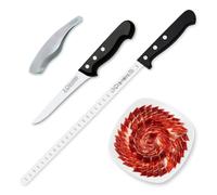 PracticFood Juego de Cuchillos Profesionales Selección Super Chef, Jamonero Alveolado 29 cm y Accesorios (ESSENTIAL1)