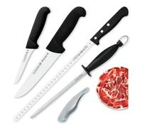 PracticFood Juego de Cuchillos Profesionales Selección Super Chef, Jamonero Alveolado 29 cm y Accesorios (3C GOURMET II)