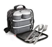 PracticFood - Kit Urban Food Negro Cubiertos - Bolsa térmica porta alimentos. Chess