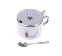 Práctico azucarero de acero inoxidable con tapa de asa, cuchara, a prueba de polvo, impermeable, tarro de condimentos, cocina, restaurante, vajilla, contenedor de especias