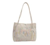 Práctico bolso de hombro de nailon de gran capacidad para uso casual y laboral, almacenamiento esencial diario, bolsa de hombro organizada para la universidad, White, One Size