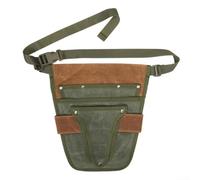 Práctico cinturón de herramientas de jardín, bolsa de cintura pequeña resistente con múltiples bolsillos, cinturón ajustable para jardinería al aire libre, para carpinteros (verde y marrón)