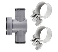 Práctico conector de manguera de piscina con junta en T de 1.5 a 1.25 pulgadas con juntas tóricas y abrazaderas para bombas de filtro, accesorios conector de manguera de junta en T