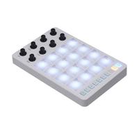 Práctico controlador de teclado USB con 16 almohadillas retroiluminadas, pantalla LED, teclado profesional, 8 perillas, producción musical