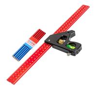 Práctico cuadrado de medición de 300/400 mm con mejora la estabilidad y juego de lápices de 10 piezas para hacer muebles y manualidades con base de aluminio