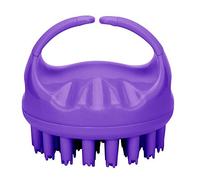 Práctico de forma redonda Cepillo de masaje de cuero cabelludo de cabeza de mano Cepillo de lavado con champú para el cabello con mango(Púrpura)