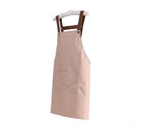 Práctico delantal con cuello ajustable y diseño de cintura para cocinar, hornear, manualidades y actividades de taller, material de PVC resistente al agua, dos bolsillos (rosa)
