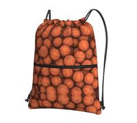 Práctico Deporte Mochila Baloncesto Naranja Bolsa De Cuerdas Lavar A Máquina Gym Bag para Gimnasio, Gimnasia, Viajes
