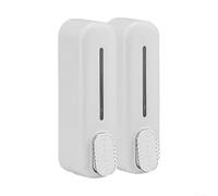 Práctico dispensador de jabón de montaje en pared para productos de baño, incluye 2 botellas, fácil monitor y diseño de recarga (blanco)