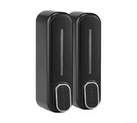 Práctico dispensador de jabón de montaje en pared para productos de baño, incluye 2 botellas, fácil monitor y diseño de recarga (negro)