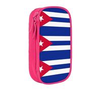 Práctico estuche con estampado de bandera cubana con múltiples compartimentos, para oficina, viajes, escuela, arte, suministros diarios, Pink, Talla única, Bolsillo para el paquete