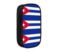 Práctico estuche con estampado de bandera cubana con múltiples compartimentos, para oficina, viajes, escuela, arte, suministros diarios, Black, Talla única, Bolsillo para el paquete