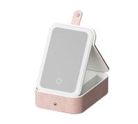 Práctico estuche de maquillaje de viaje con iluminación LED integrada y caja de almacenamiento de joyas, diseños resistentes para estuche de viaje portátil en el camino, rosa-S