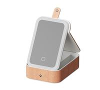 Práctico estuche de maquillaje de viaje con iluminación LED integrada y caja de almacenamiento de joyas, diseños resistentes para llevar en el camino, Naranja-s