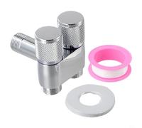 Práctico G1/2 doble enchufe Bidé Pulverizador Válvula Acero Inoxidable Interruptor Giratorio Mango Metal Montaje en Pared para Cocina Baño Lavabo WC Calentador de Agua Alcachofa de ducha Jardín 6,2 x