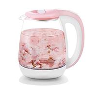 Práctico hervidor eléctrico de vidrio ecológico, hervidor de agua inalámbrico de 1,8 l con LED azul iluminado, hervidor de agua de té de ebullición rápida, apagado automático y protección contra