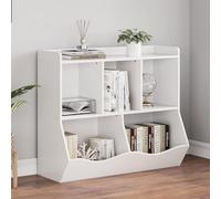 Práctico juego de 2 estanterías para niños: estantería para libros y juguetes - Estantería de madera independiente de 2 niveles con 5 compartimentos - Mueble de almacenamiento versátil para la habitac