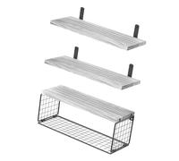 Práctico juego de 3 estantes flotantes de almacenamiento para baño con elegantes colores para montar en la pared para organizar el juego de estantes flotantes