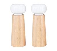 Práctico juego de molinillo de sal y pimienta para cocina con molinillo manual de cerámica ajustable para sal y pimienta de 6.8 x 2.5 pulgadas, molinillo de pimienta de madera