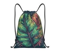 Práctico Mochila con Cordón Ilustración Arte Digital Hojas Gym Bag Ligero Bolsa de Cuerdas para Yoga Acampada Adulto 36X42cm