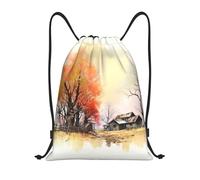Práctico Mochila Cordónes Casa Vieja y árboles, Unisex Bolsa de Cuerdas, Manera Gym Bag, para Viaje Mujer 36X42cm