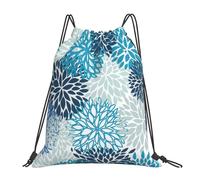 Práctico Mochila Cordónes Flores de Dalia piñata Azul y Azul Marino, Manera Bolsa con Cordón, con cordón Deporte Bolso de Gimnasia, para Viaje Yoga 36X42cm