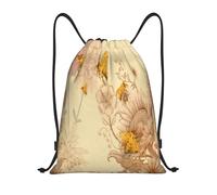 Práctico Mochila Cordónes Patrón Retro de Abeja y Girasol Gym Bag Casual Bolsas Cordon de Gimnasio para Viaje Hombre Mujer 36X42cm
