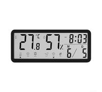 Práctico reloj de pared electrónico que ofrece datos climáticos en tiempo real junto con información de hora actual (negro)