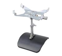 Práctico sistema portátil de guitarra con mecanismo de abrazadera plateada, instrumento negro para instrumentos musicales, base negra, soporte para guitarra