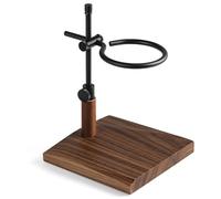 Práctico soporte de café hecho a mano con base de madera para máquinas de espresso manuales, estación de preparación de café, soportes de café con textura de metal