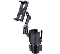 Práctico soporte para bebidas para coche para dispositivos electrónicos móviles con un tamaño de pantalla de 4, 7 hasta 12, 9 pulgadas y vasos de bebidas con un ancho de menos de 10 cm. Coche global