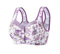 Práctico sujetador con cierre frontal para mujer, cómodo tirantes anchos, apoyo, sin aros, ideal para todos los días Top sin tirantes, morado, XL