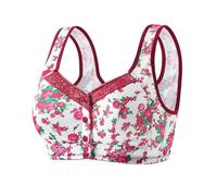 Práctico sujetador con cierre frontal para mujer, cómodo tirantes anchos, apoyo, sin aros, ideal para todos los días Top sin tirantes, rojo, L