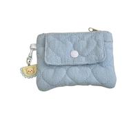 Práctico tarjetero con diseño de dibujos animados con botón seguro y cremalleras para mujeres, bolsa de almacenamiento pequeña para viajes al aire libre, Azul amor, Mass Beauty