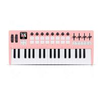 Práctico teclado USB de 37 notas, controlador de música, construcción ABS, fácil configuración, adecuado para productores, creación de música, teclado USB con perillas programables