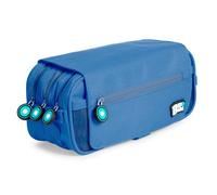 PracticOffice Estuche Portatodo Triple de Amplios Apartados Interiores con Cremallera Individual. Estuche para Material Escolar y Viaje (BB Azul)