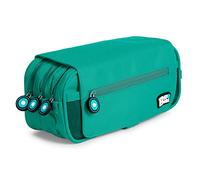 PracticOffice Estuche Portatodo Triple de Amplios Apartados Interiores con Cremallera Individual. Estuche para Material Escolar y Viaje (BB Turquesa)