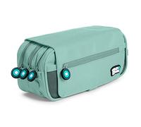 PracticOffice Estuche Portatodo Triple de Amplios Apartados Interiores con Cremallera Individual. Estuche para Material Escolar y Viaje (BB Azul Soft)