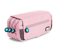 PracticOffice Estuche Portatodo Triple de Amplios Apartados Interiores con Cremallera Individual. Estuche para Material Escolar y Viaje (BB Rosa Soft)