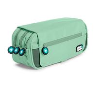 PracticOffice Estuche Portatodo Triple de Amplios Apartados Interiores con Cremallera Individual. Estuche para Material Escolar y Viaje (BB Mint Soft)