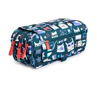 PracticOffice Estuche Portatodo Triple Design de Amplios Apartados Interiores con Cremallera Individual para Material Escolar y Viaje (Miau)